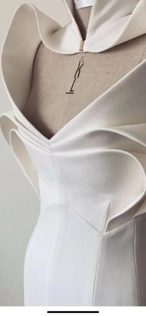 White dress bodice with draped details